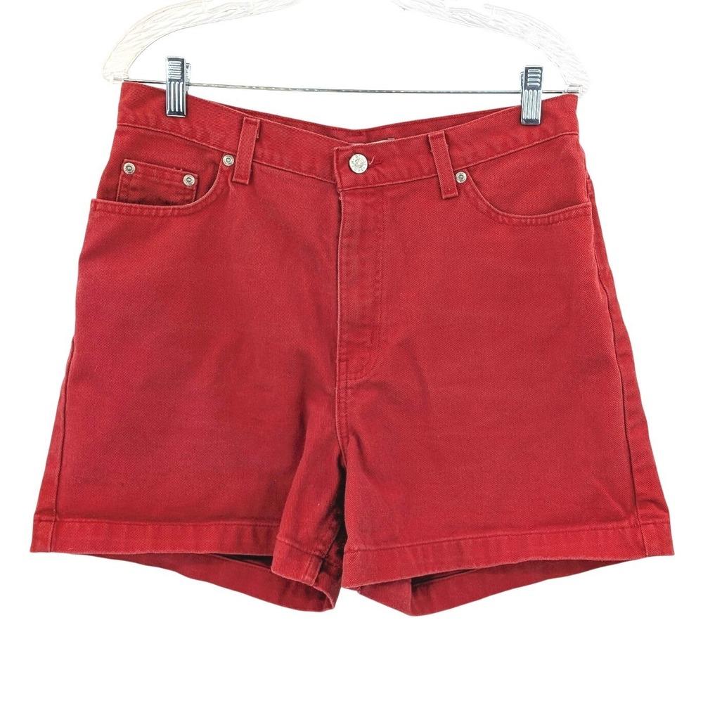 Vintage Y2K Red High Rise Denim Shorts‎ Heavyweight Cotton Size 12